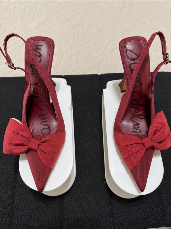 Sam Edelman Shoes - Sam Edelman Crimson Red Bow Slingback Pointed-Toe Heels